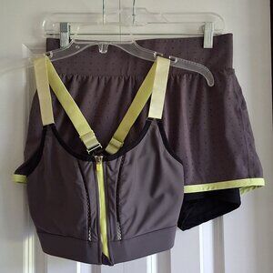 Fabletics Gray & Neon Green Women's Workout Set Size M